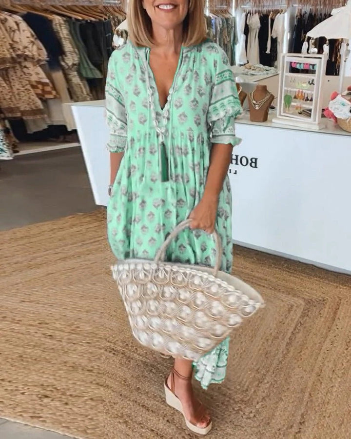Naelora™ | Boho Tassel Midi Dress
