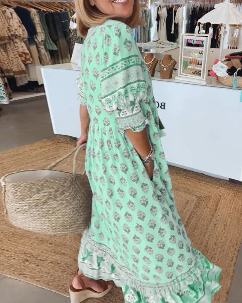 Naelora™ | Boho Tassel Midi Dress