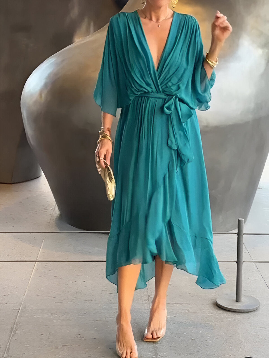 Claire™ | Tie-Waist Midi Dress