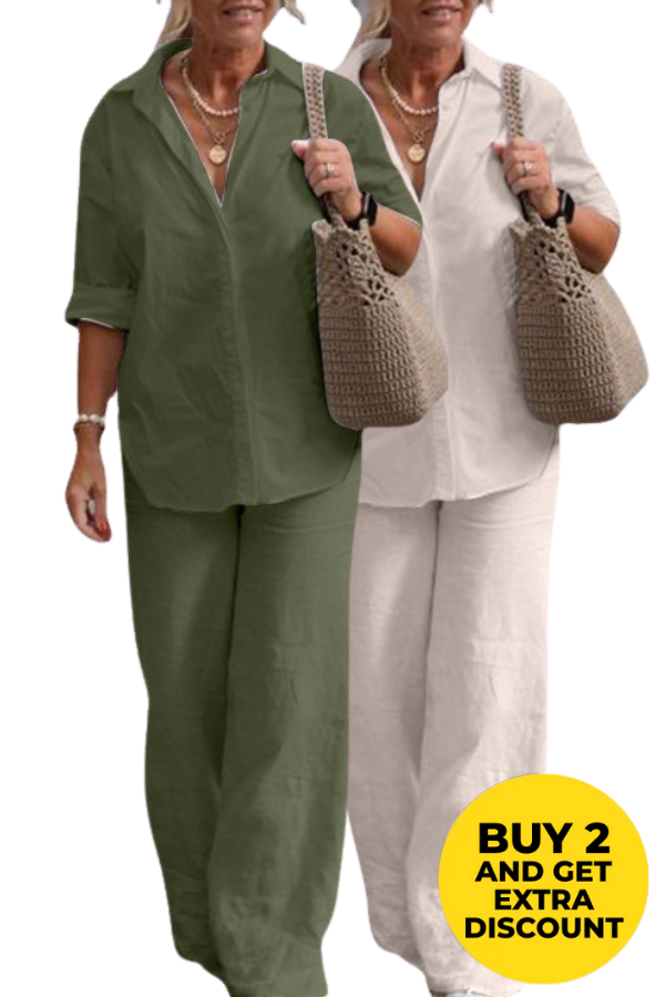 Liana™ | Relaxed Shirt & Trousers Two-Piece Set