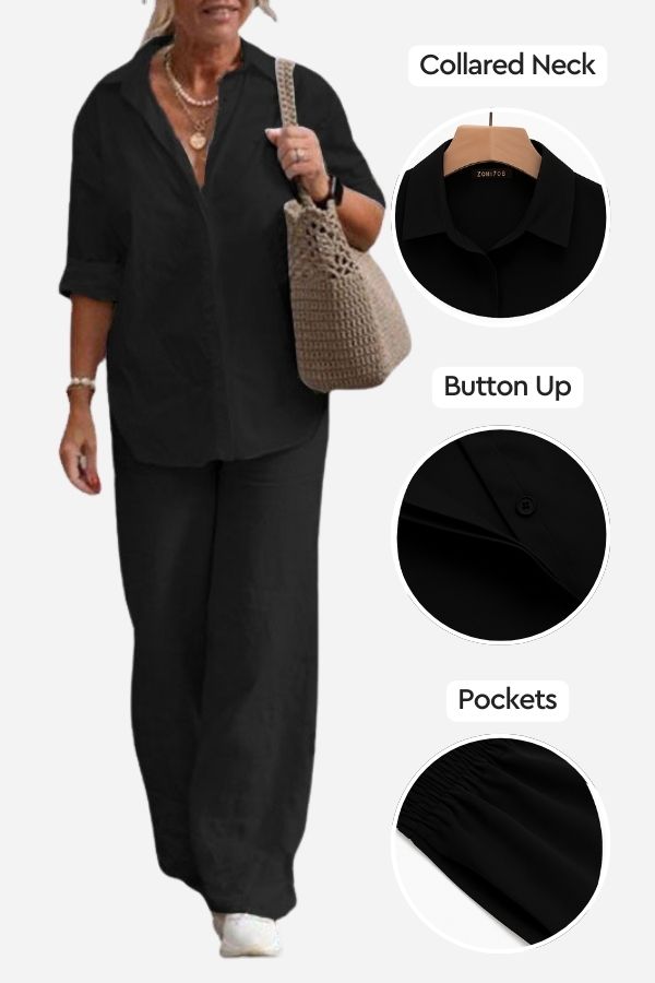 Liana™ | Relaxed Shirt & Trousers Two-Piece Set
