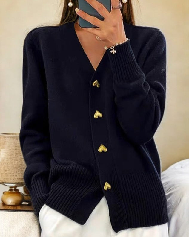 Adelina™ | Elegant Heart Button Cardigan – Timeless Charm & Cozy Comfort