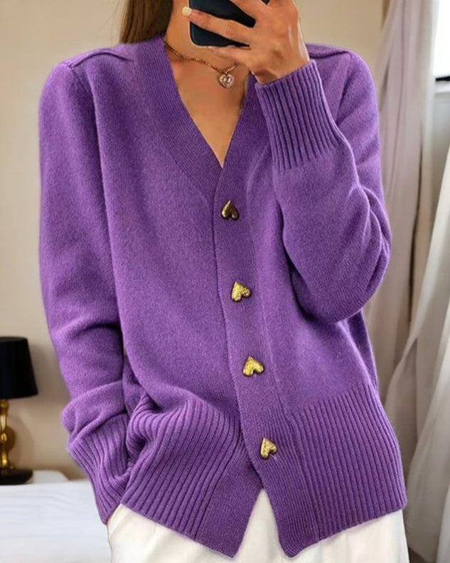Adelina™ | Elegant Heart Button Cardigan – Timeless Charm & Cozy Comfort