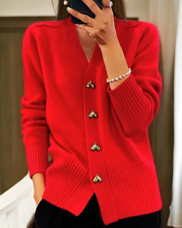 Adelina™ | Elegant Heart Button Cardigan – Timeless Charm & Cozy Comfort