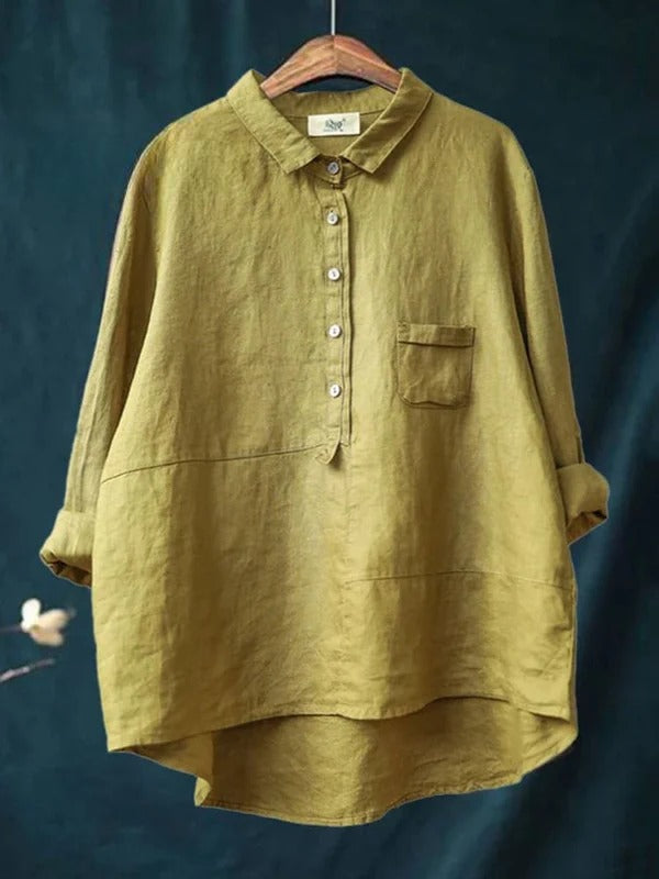 Solivana™ | Solid Cotton Long Sleeve Shirt